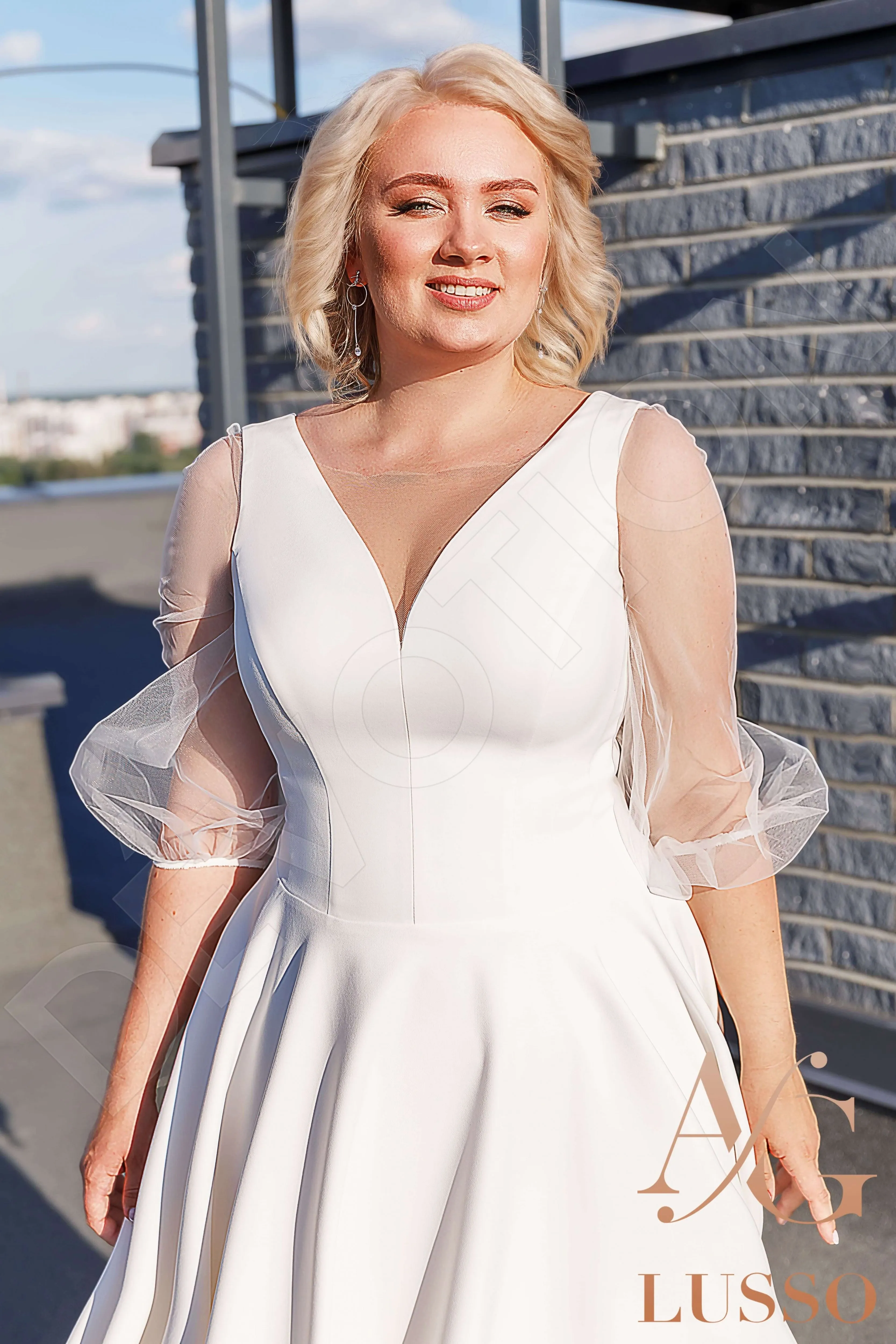 Mekeda A-line Illusion Ivory Wedding dress