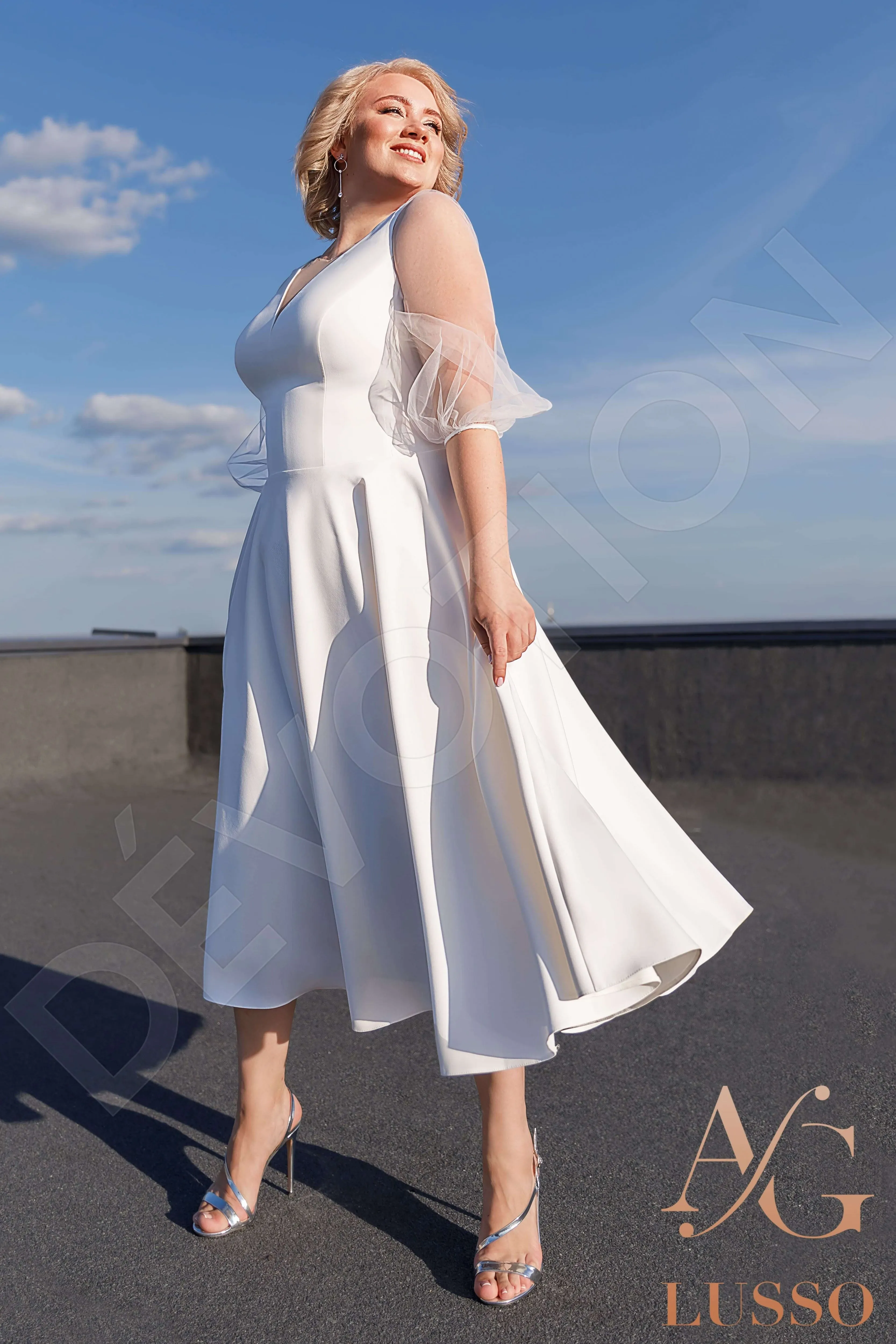 Mekeda A-line Illusion Ivory Wedding dress