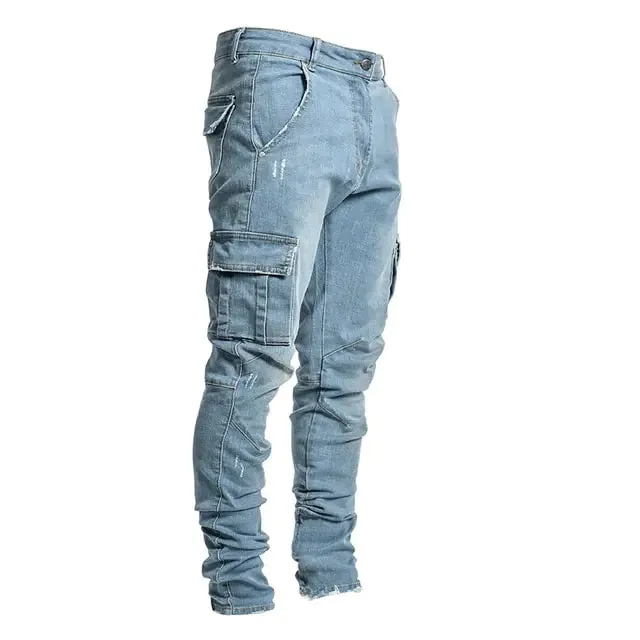 Men's Multi Pocket Urban Style Cargo Jeans