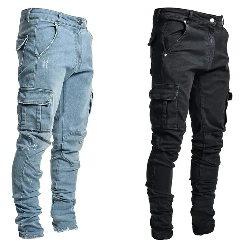 Men's Multi Pocket Urban Style Cargo Jeans