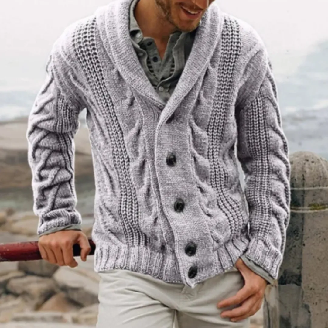 Men's Winter Cable Knit Cardigan | Long