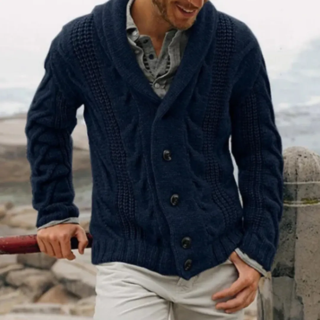 Men's Winter Cable Knit Cardigan | Long