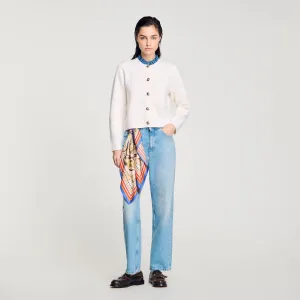 Meunier High-Neck Cardigan Ecru