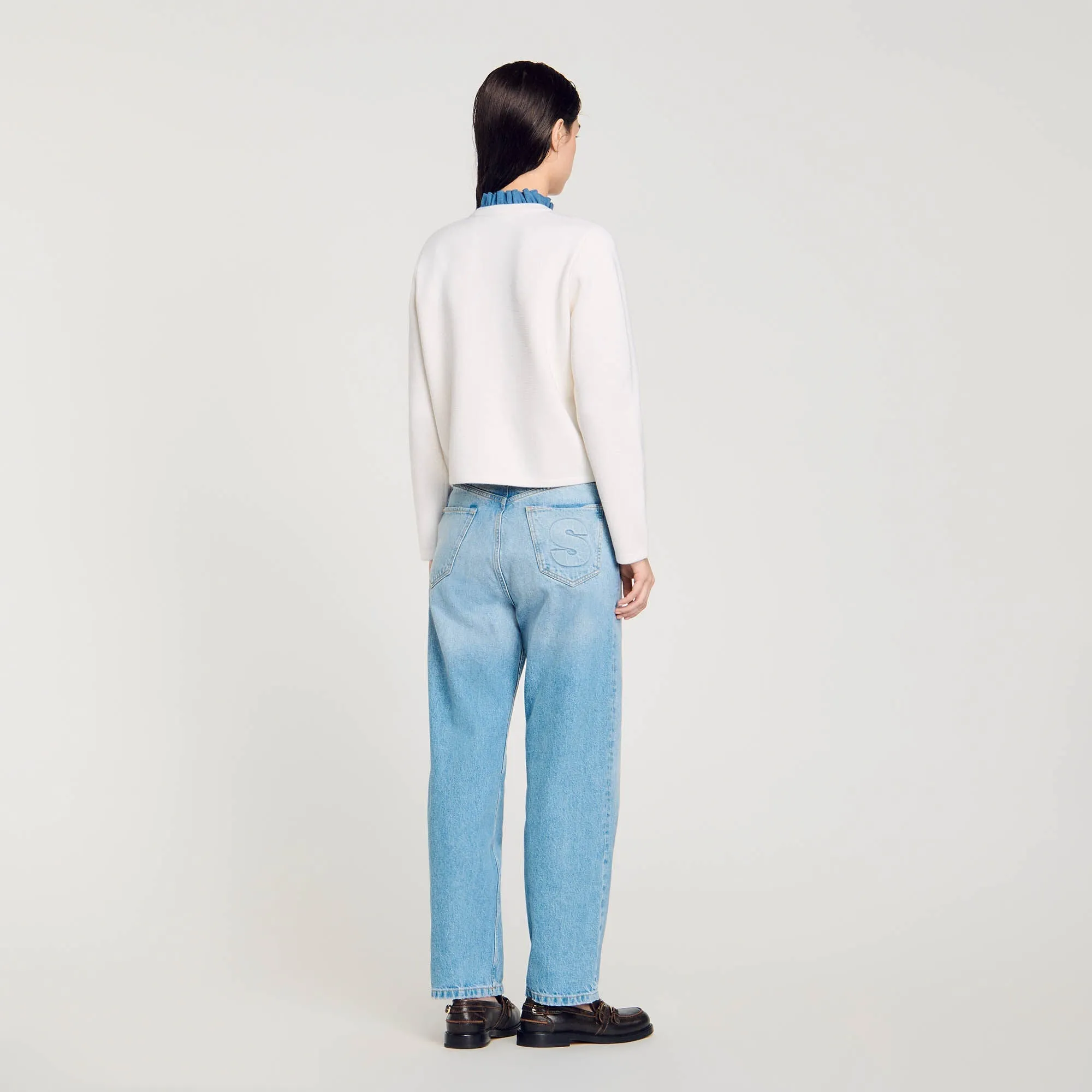 Meunier High-Neck Cardigan Ecru