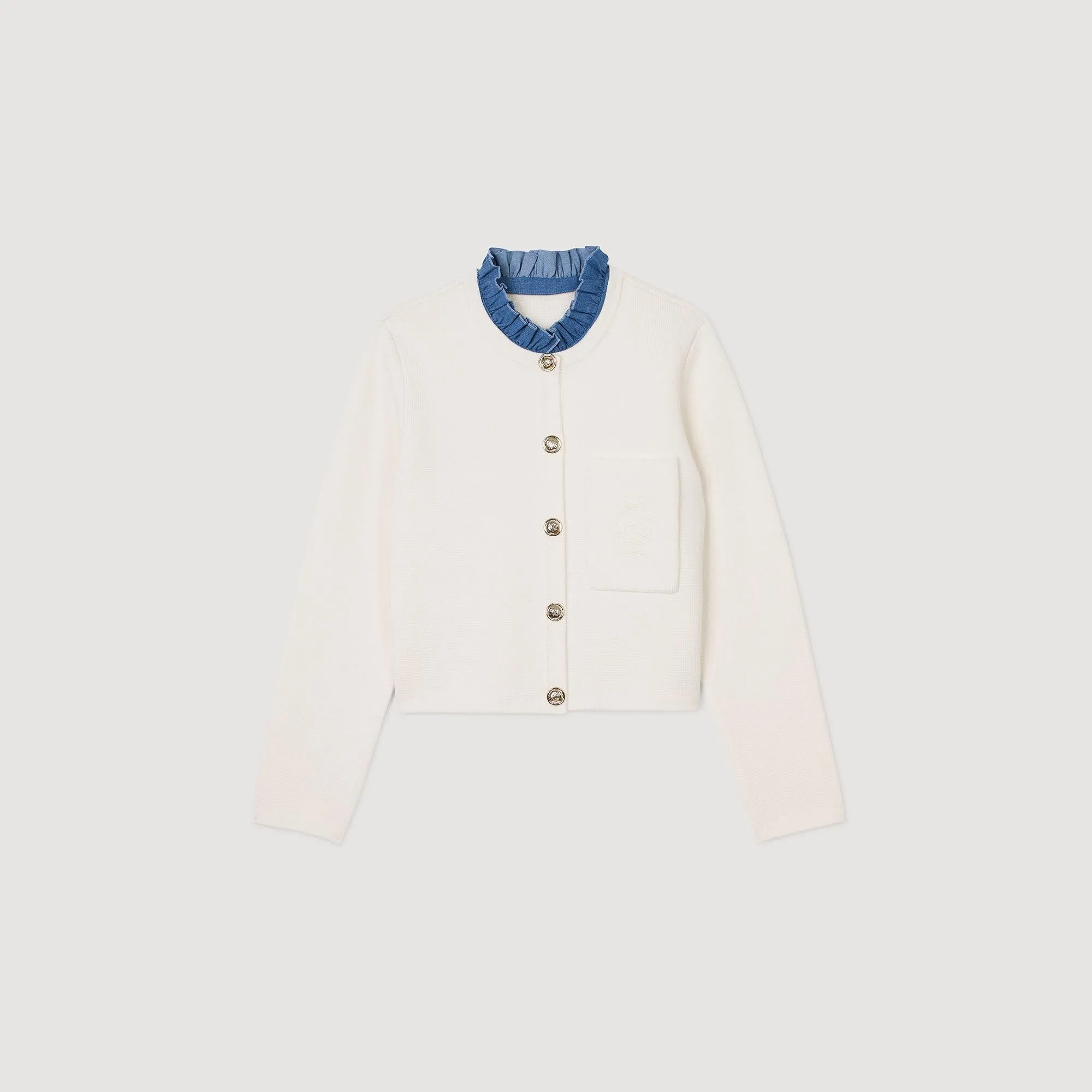 Meunier High-Neck Cardigan Ecru