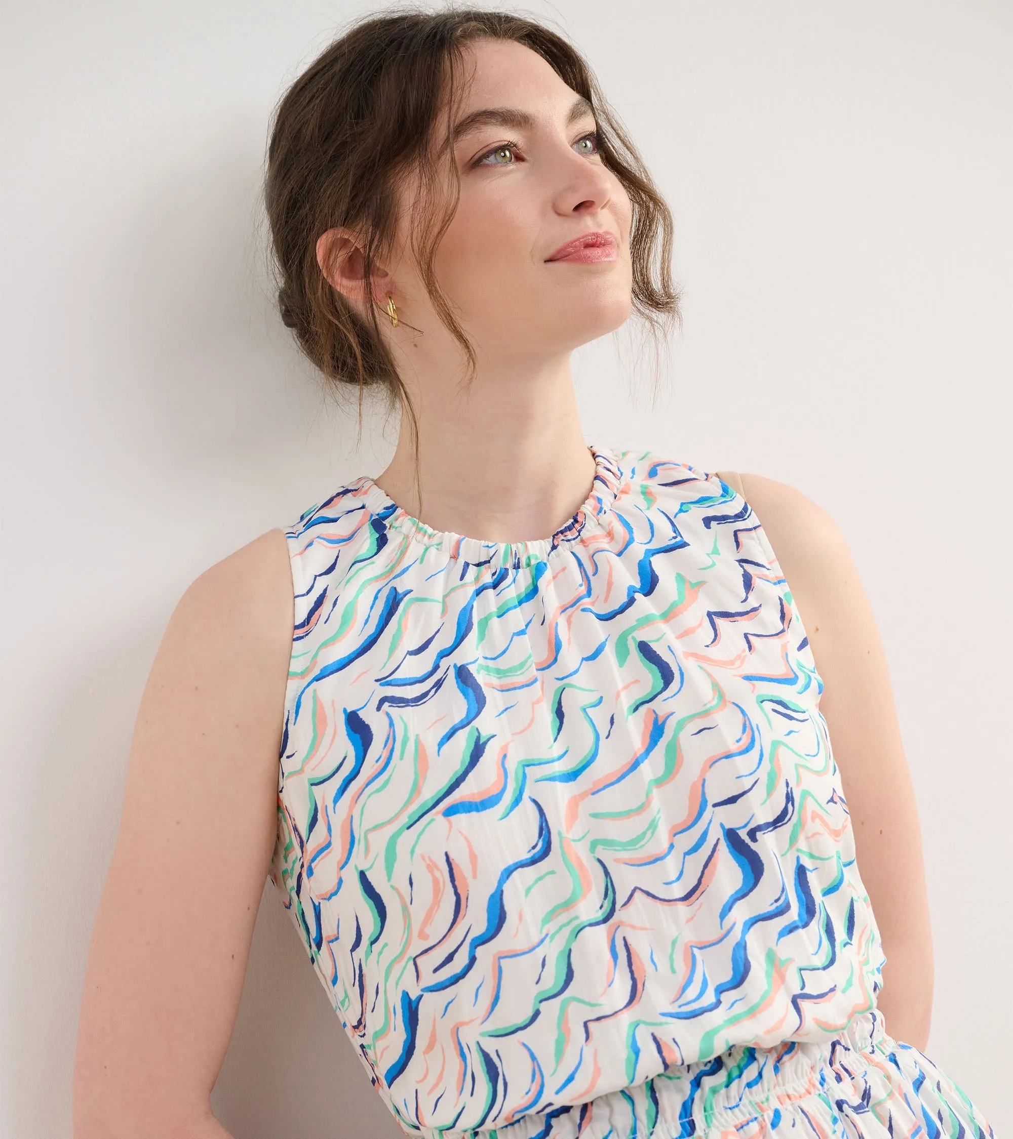 Mia Column Dress - Wavy Stripes