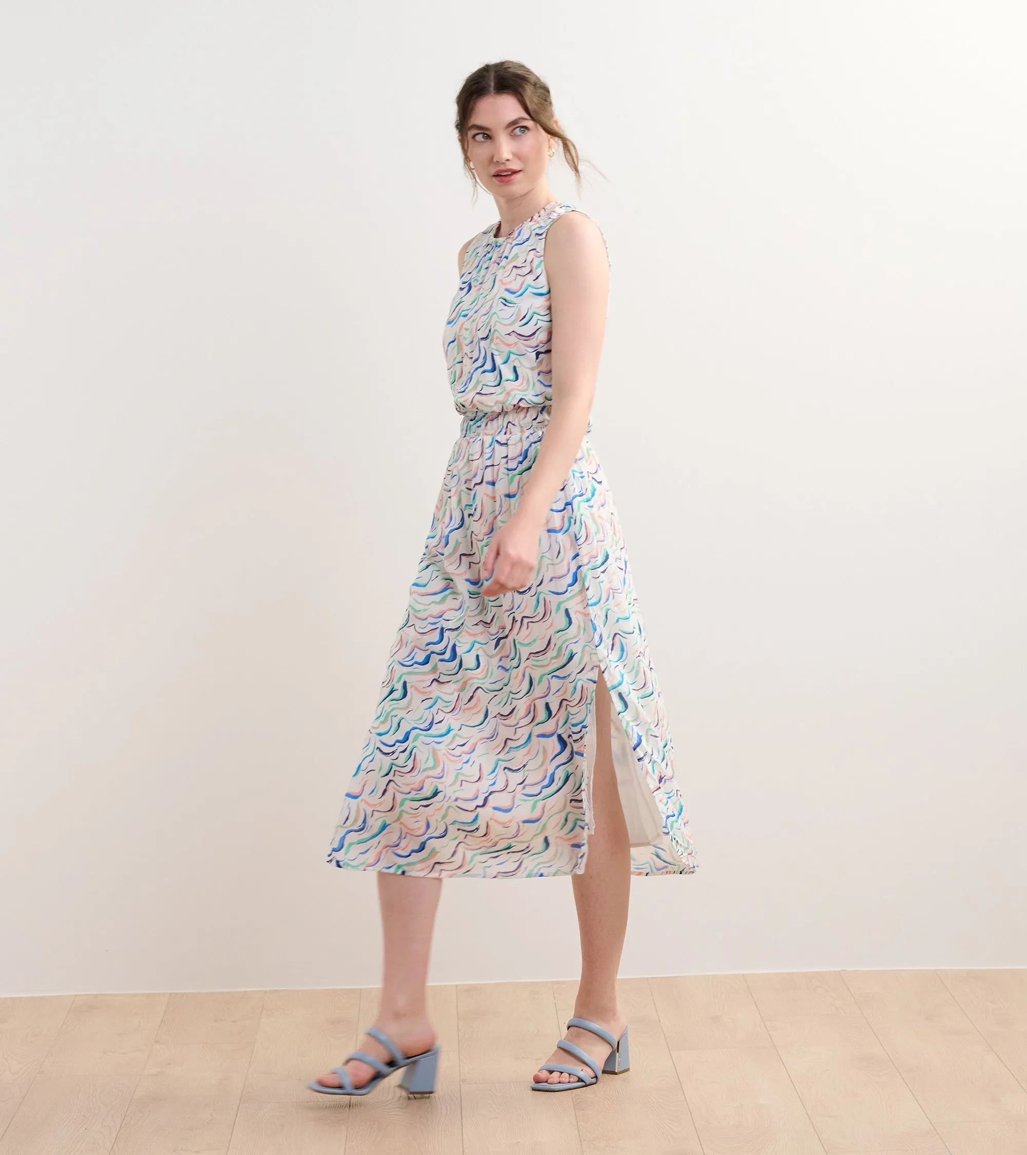 Mia Column Dress - Wavy Stripes