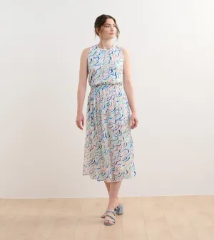Mia Column Dress - Wavy Stripes