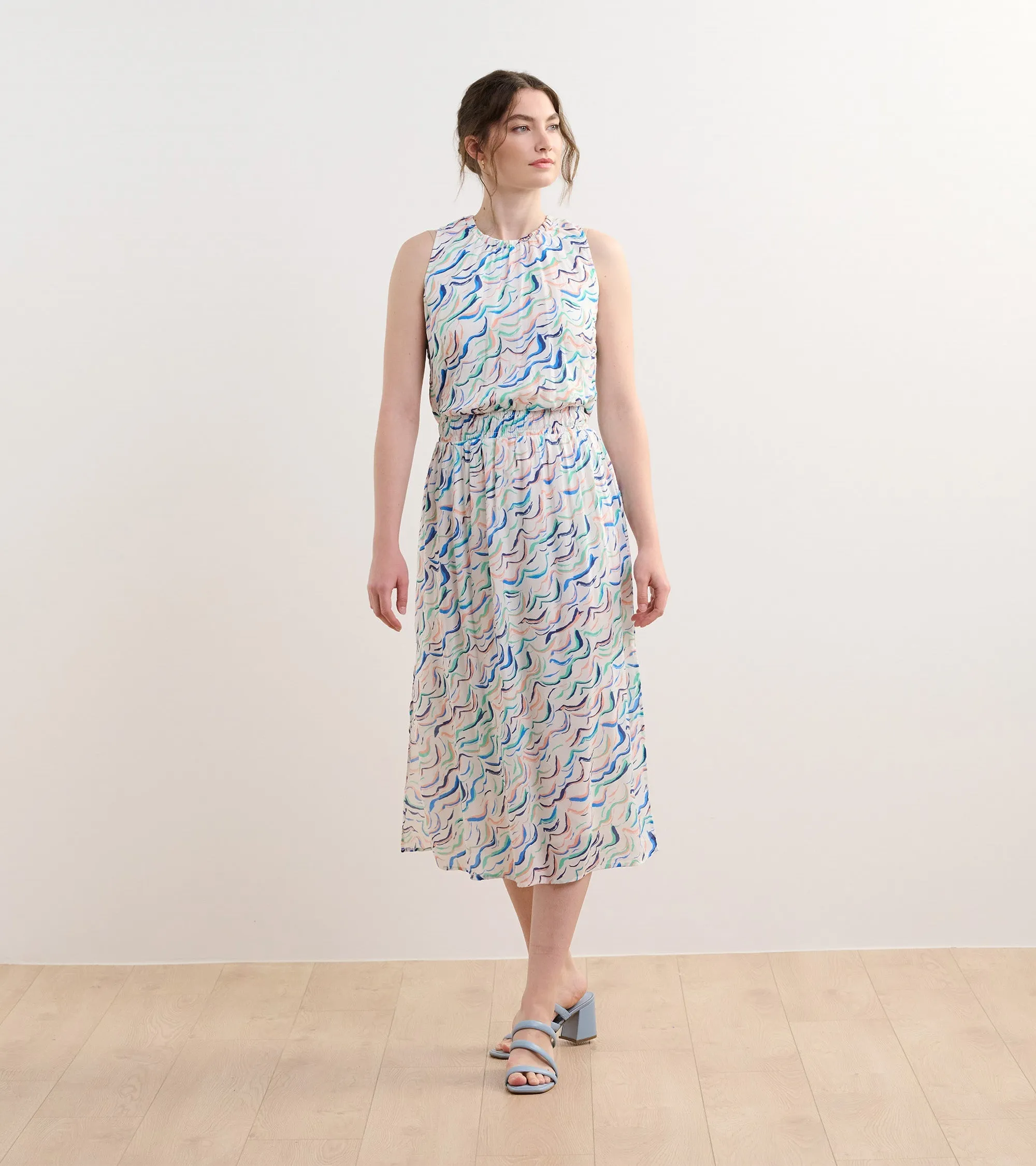 Mia Column Dress - Wavy Stripes