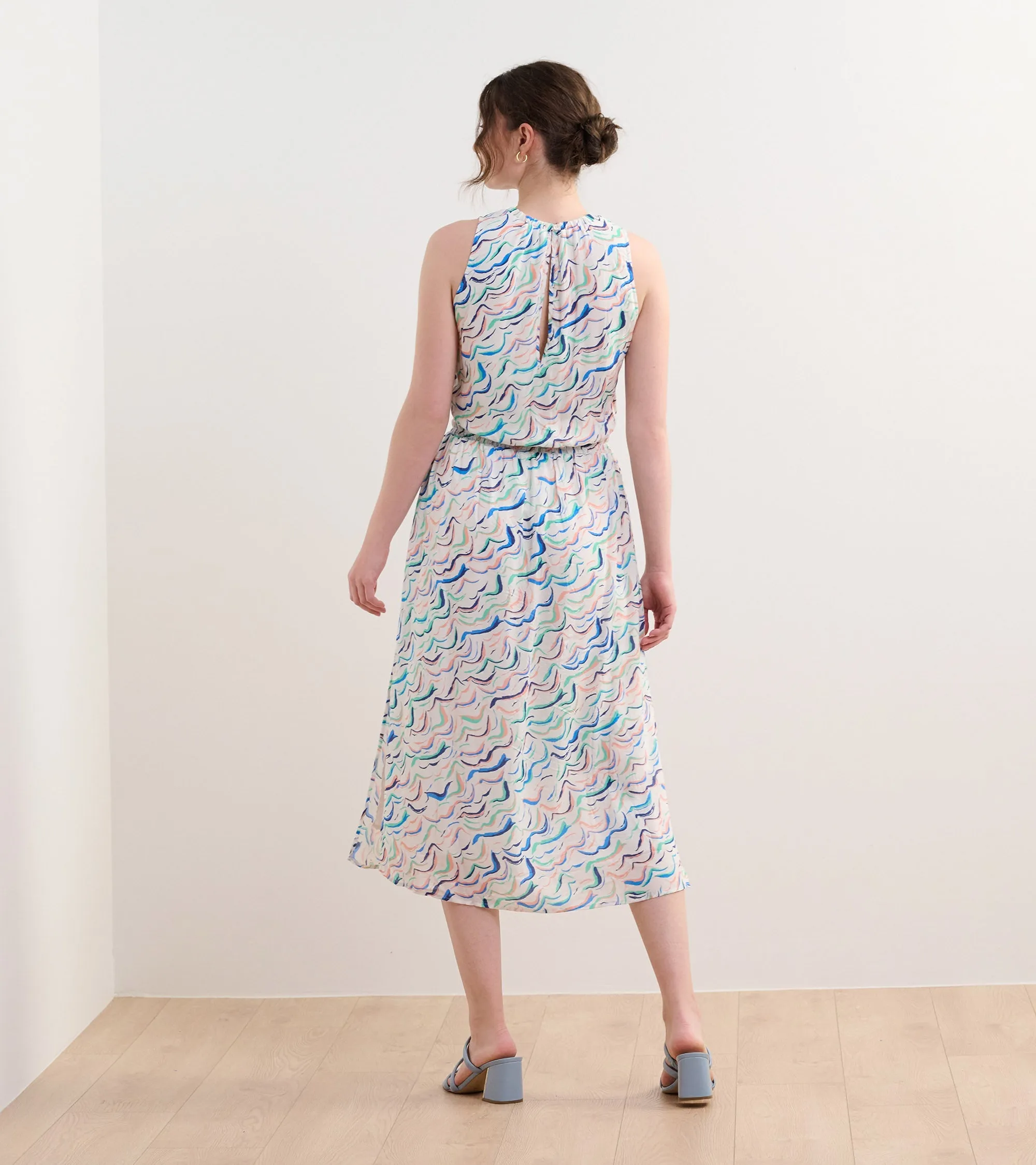 Mia Column Dress - Wavy Stripes