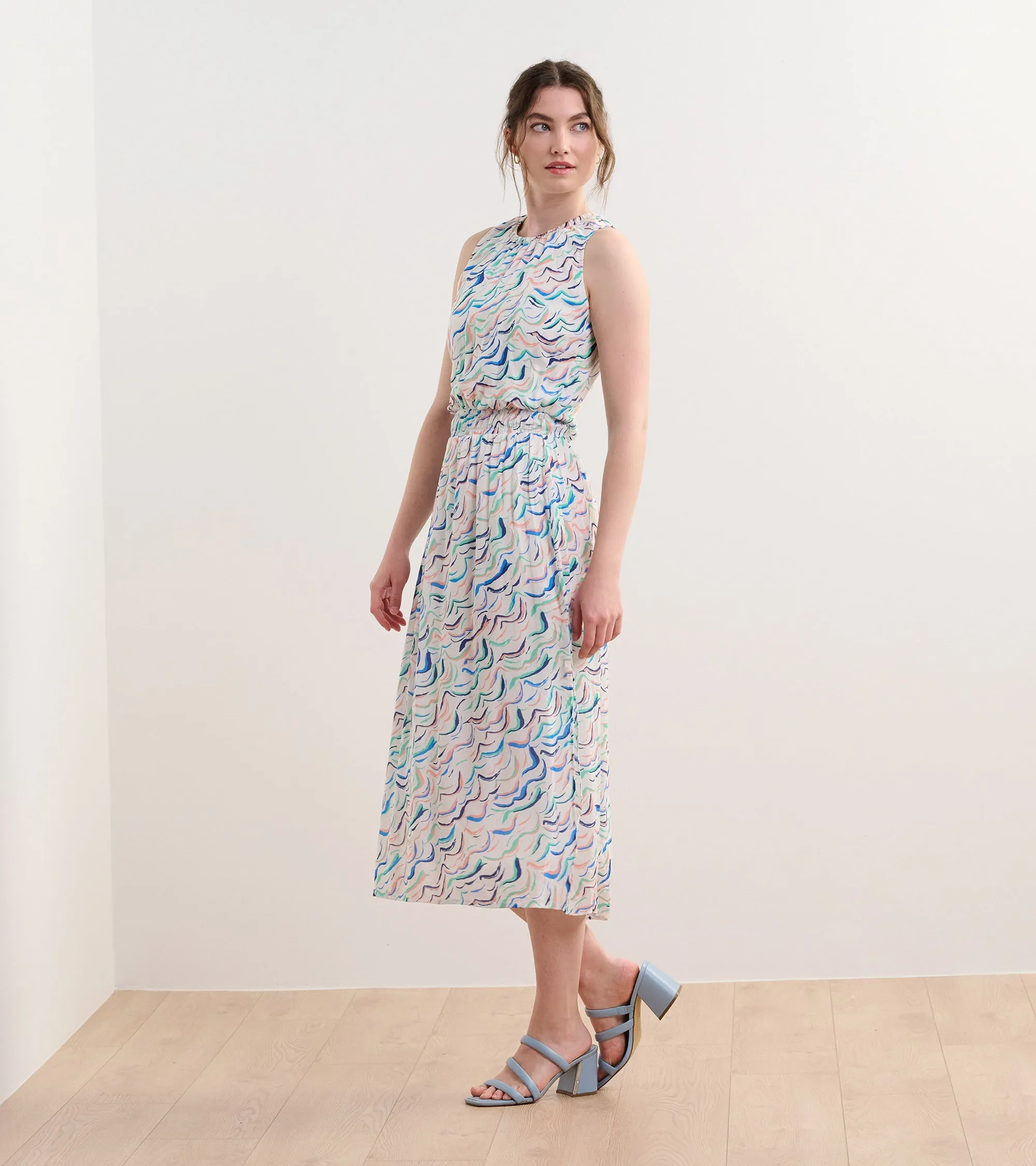 Mia Column Dress - Wavy Stripes