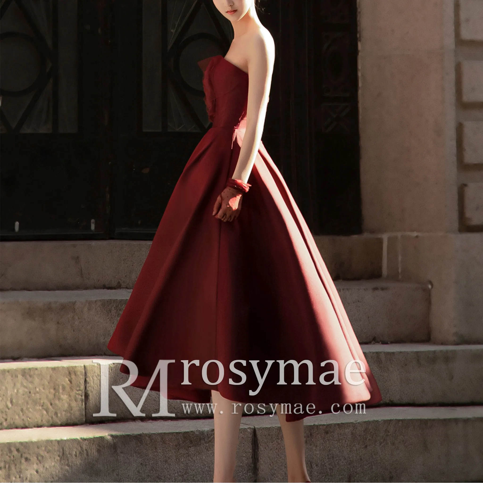 Midi and Short Wedding Dress Formal Gown with Pocket