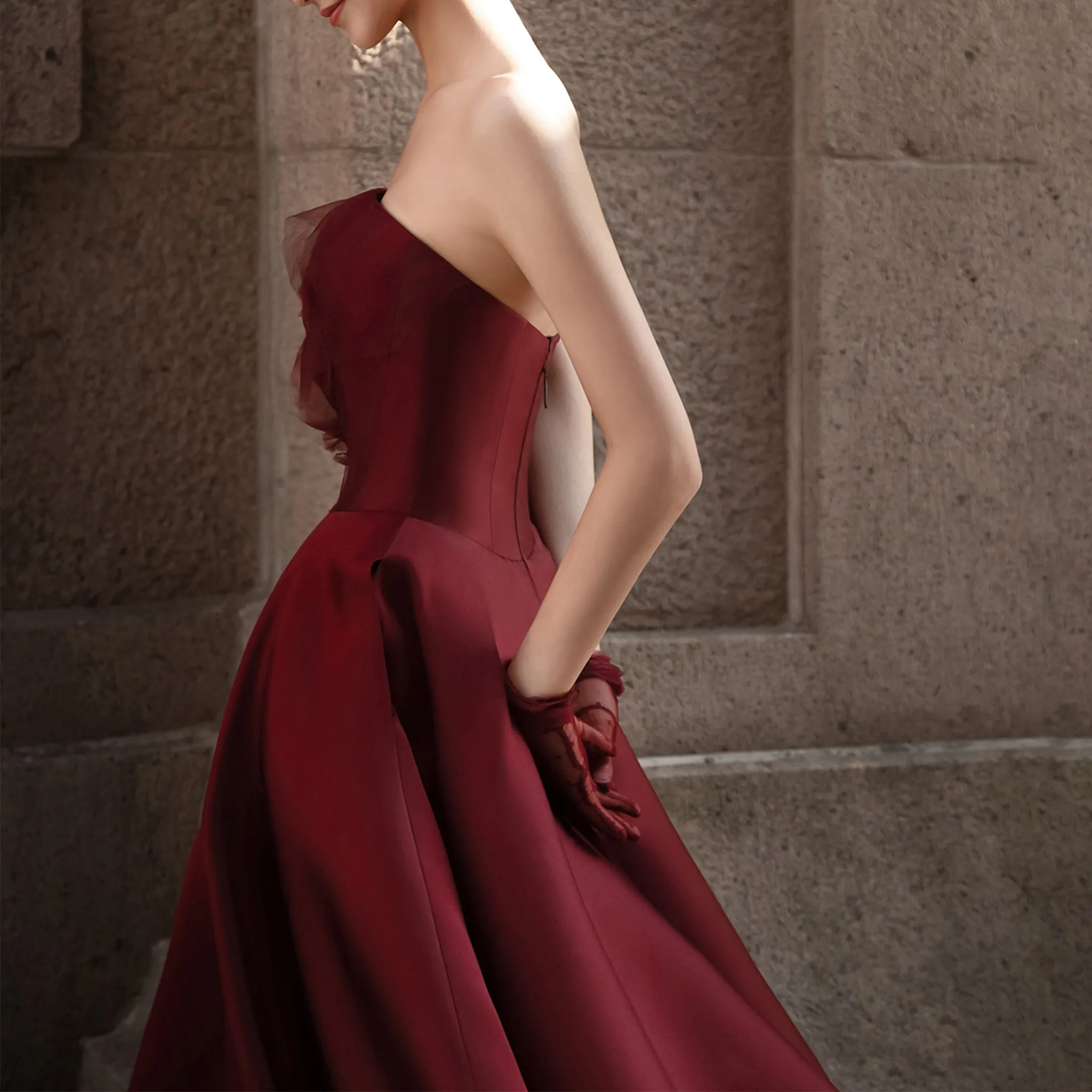 Midi and Short Wedding Dress Formal Gown with Pocket