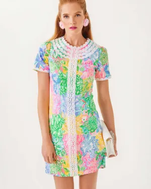 Mila Short Sleeve Shift Dress - Multi Bright Delight Patch