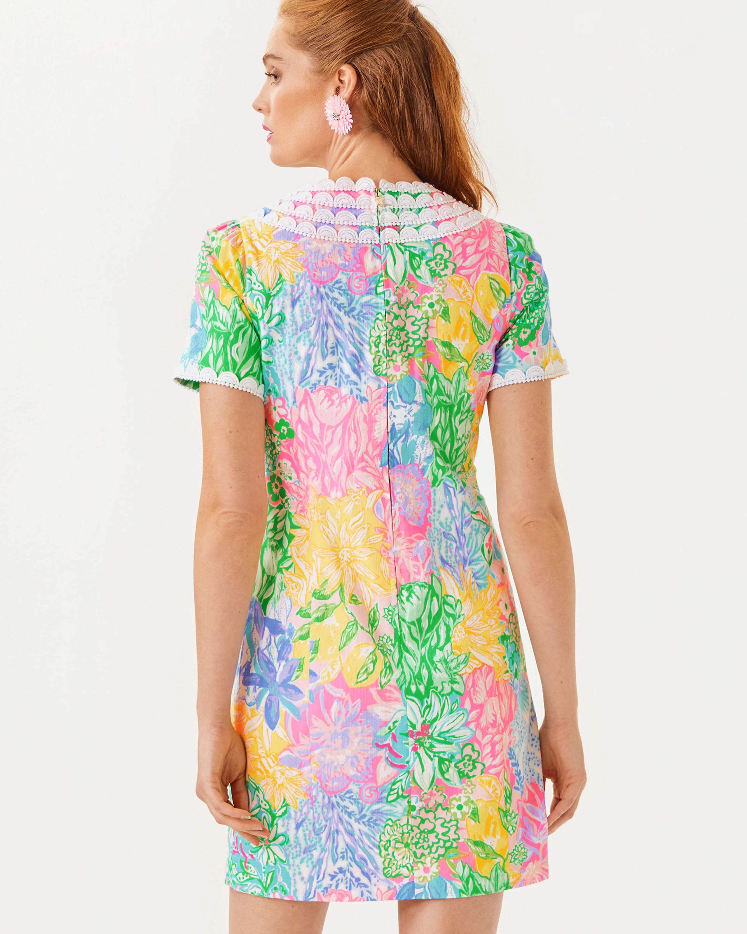 Mila Short Sleeve Shift Dress - Multi Bright Delight Patch