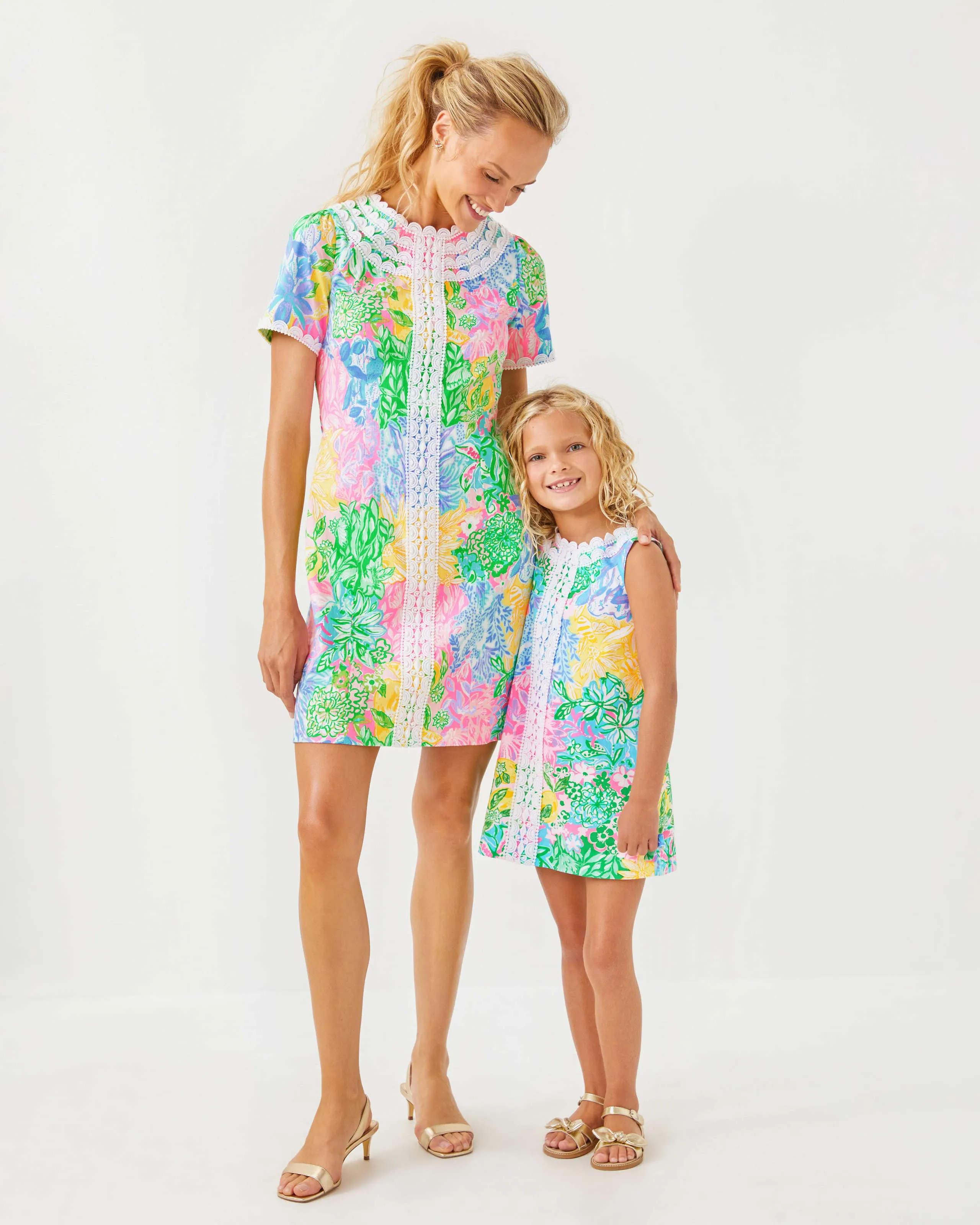 Mila Short Sleeve Shift Dress - Multi Bright Delight Patch