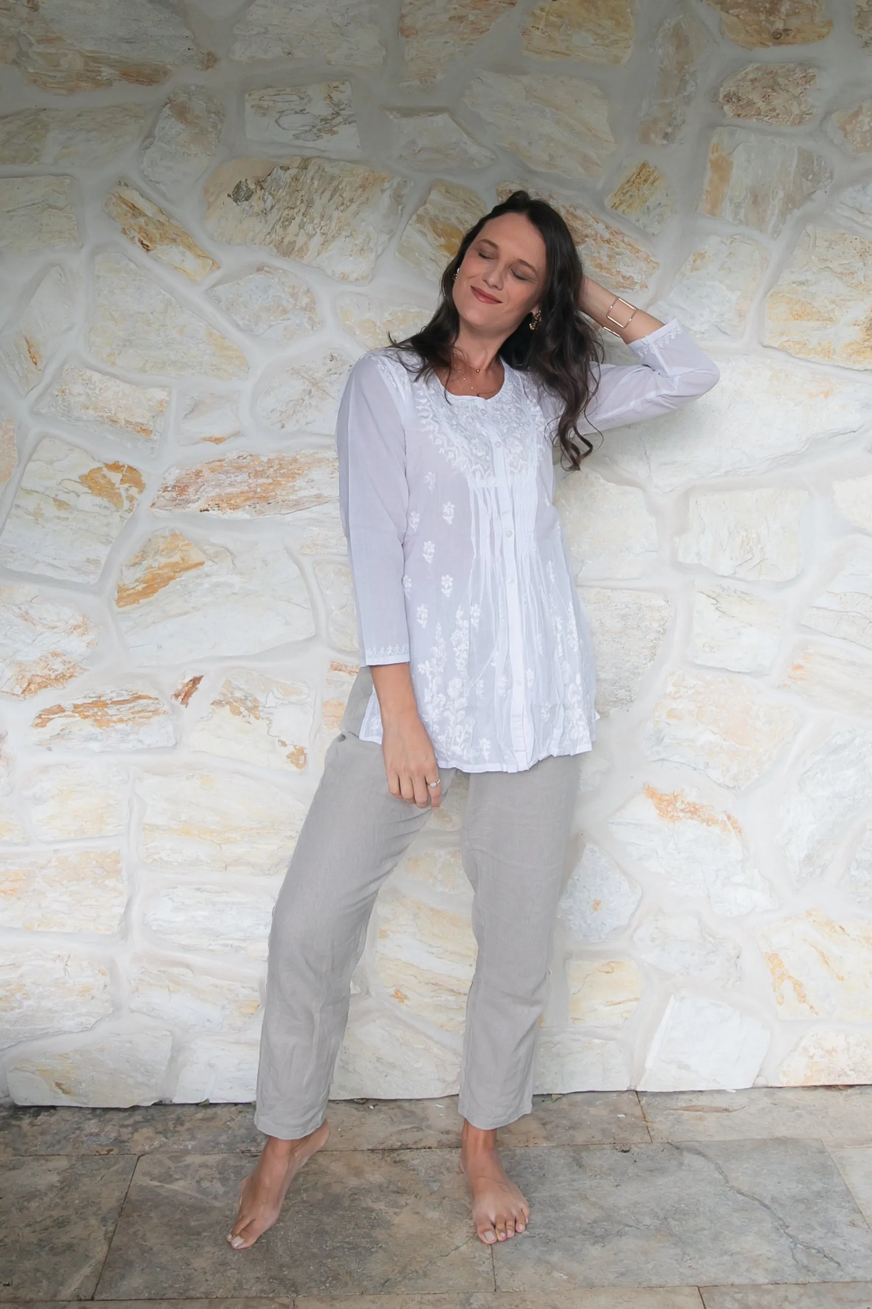 Milana - White Cotton Blouse
