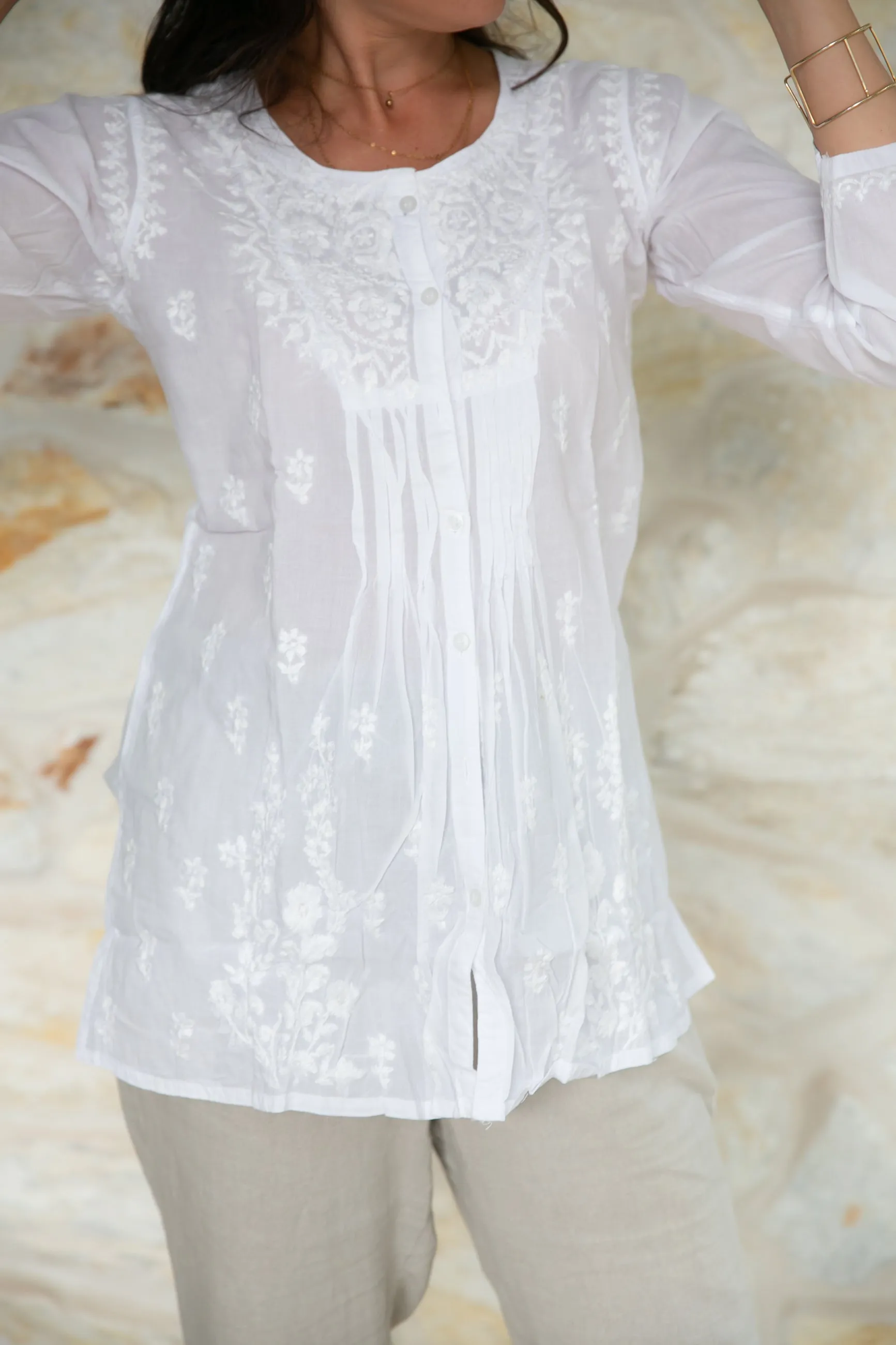 Milana - White Cotton Blouse