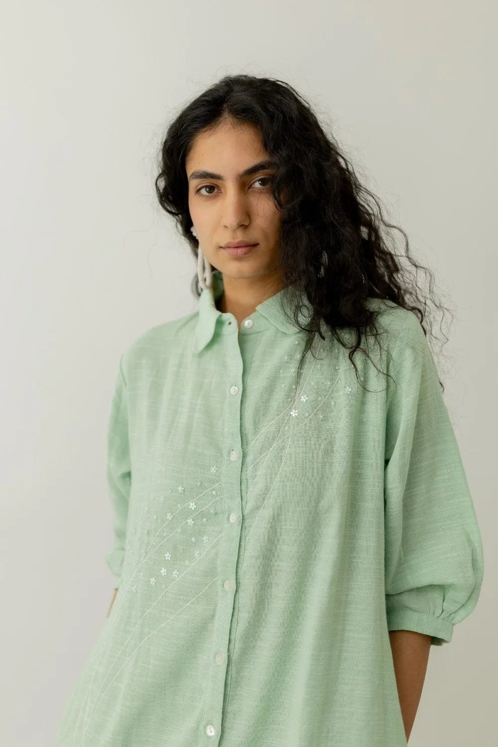 Mint Cotton Tunic and Pants Set