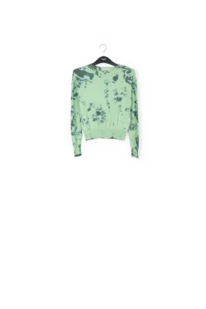 Mint green and dark green tie-dye sweater