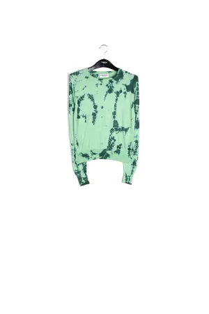 Mint green and dark green tie-dye sweater