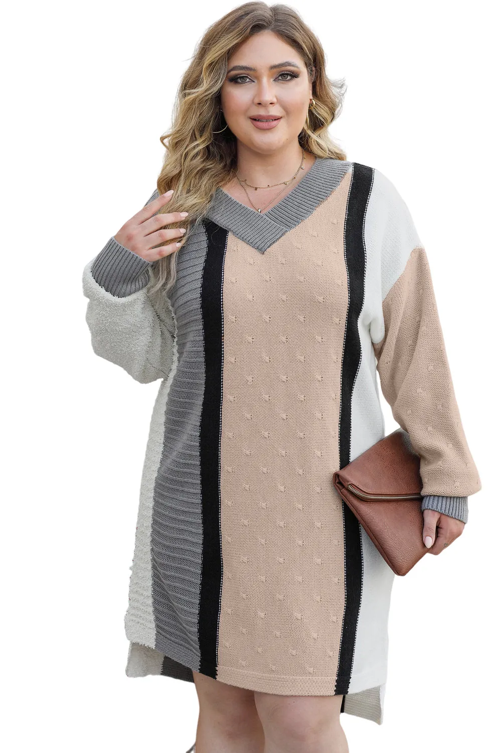 Mixed Boucl Plus Size Sweater Dress