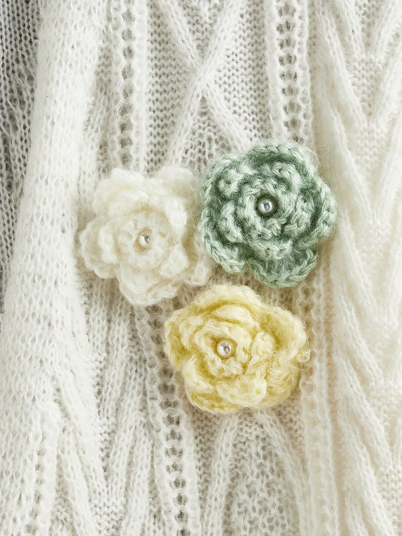 MOD Women's Casual Elegant 3D Floral Decor Cardigan