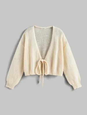 MOD Women's Casual Tie-Front Knitted Cardigan