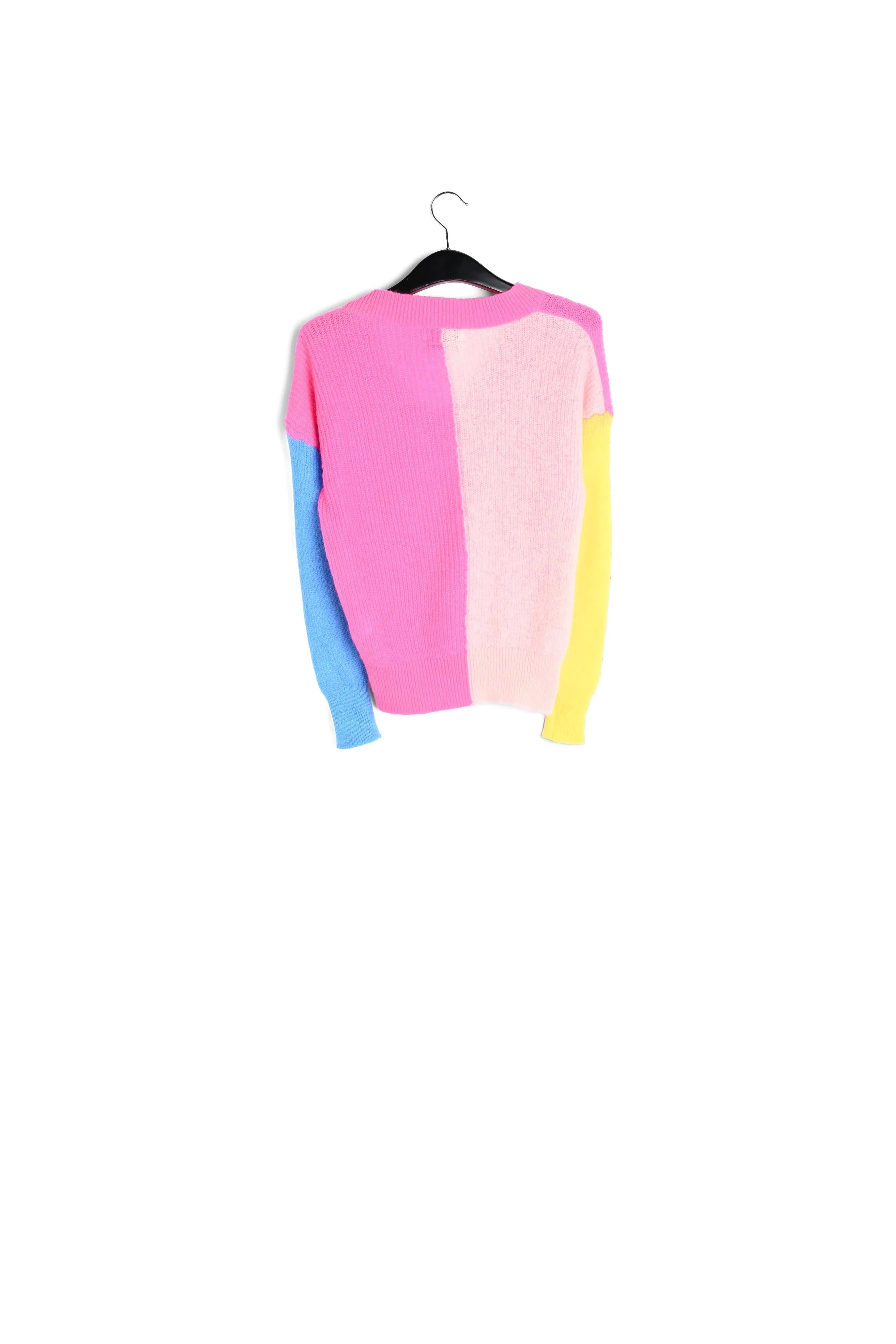 Multicolored mohair-blend ribbed-knit v-neck sweater