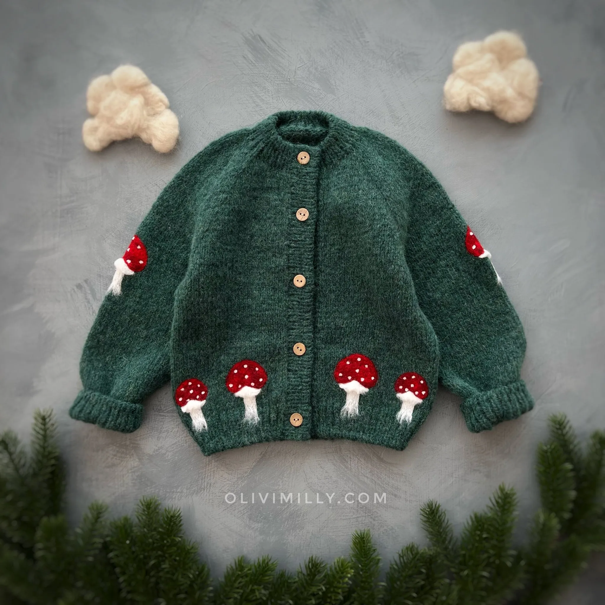Mushrooms cardigan | Emerald