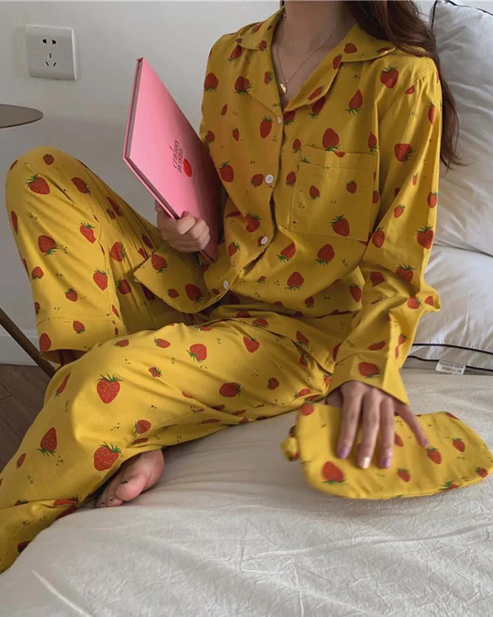 Mustard Strawberry PJ Set