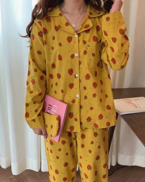 Mustard Strawberry PJ Set