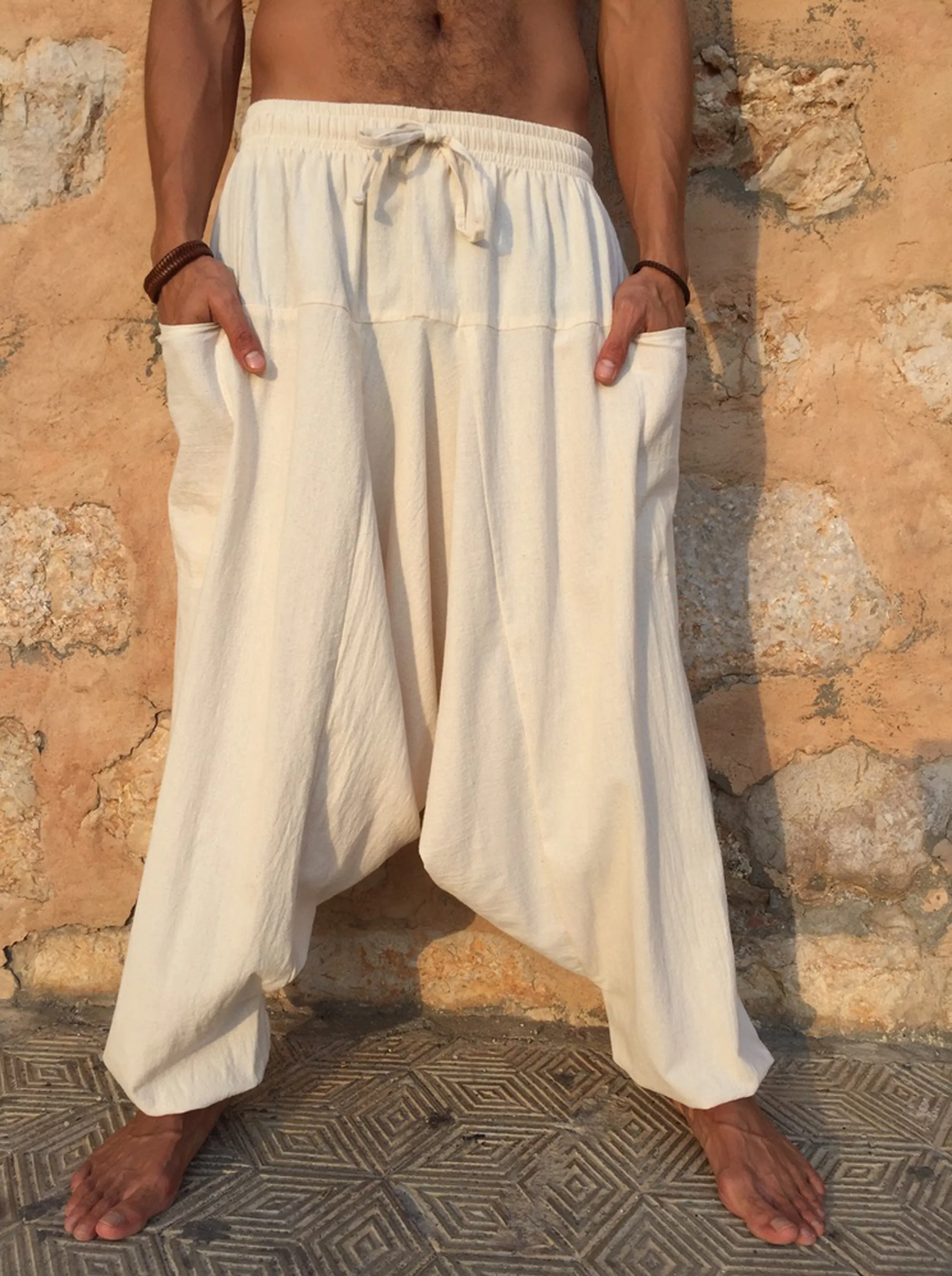 Natural Cotton Loose Fit Drawstring Pants