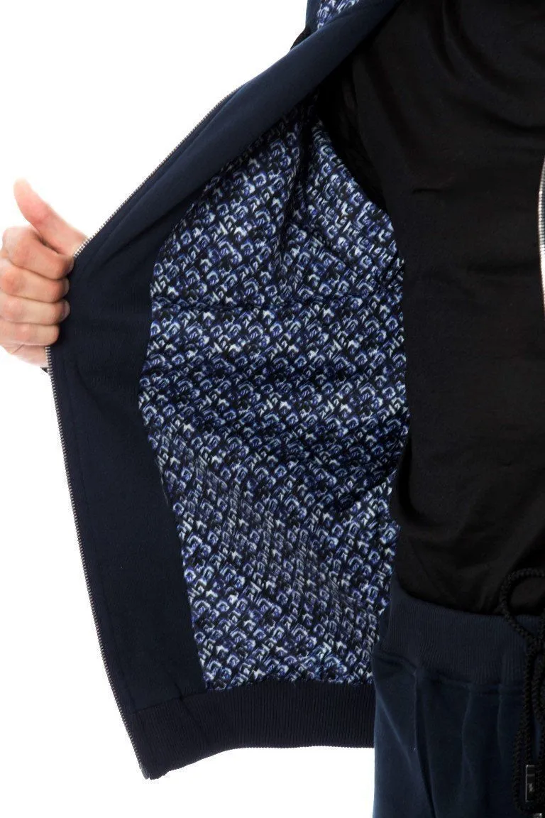 Navy Blue Cotton Hooded Sweatsuit