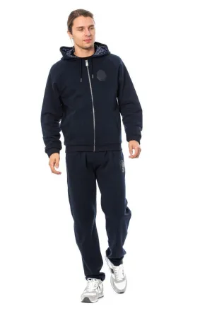 Navy Blue Cotton Hooded Sweatsuit