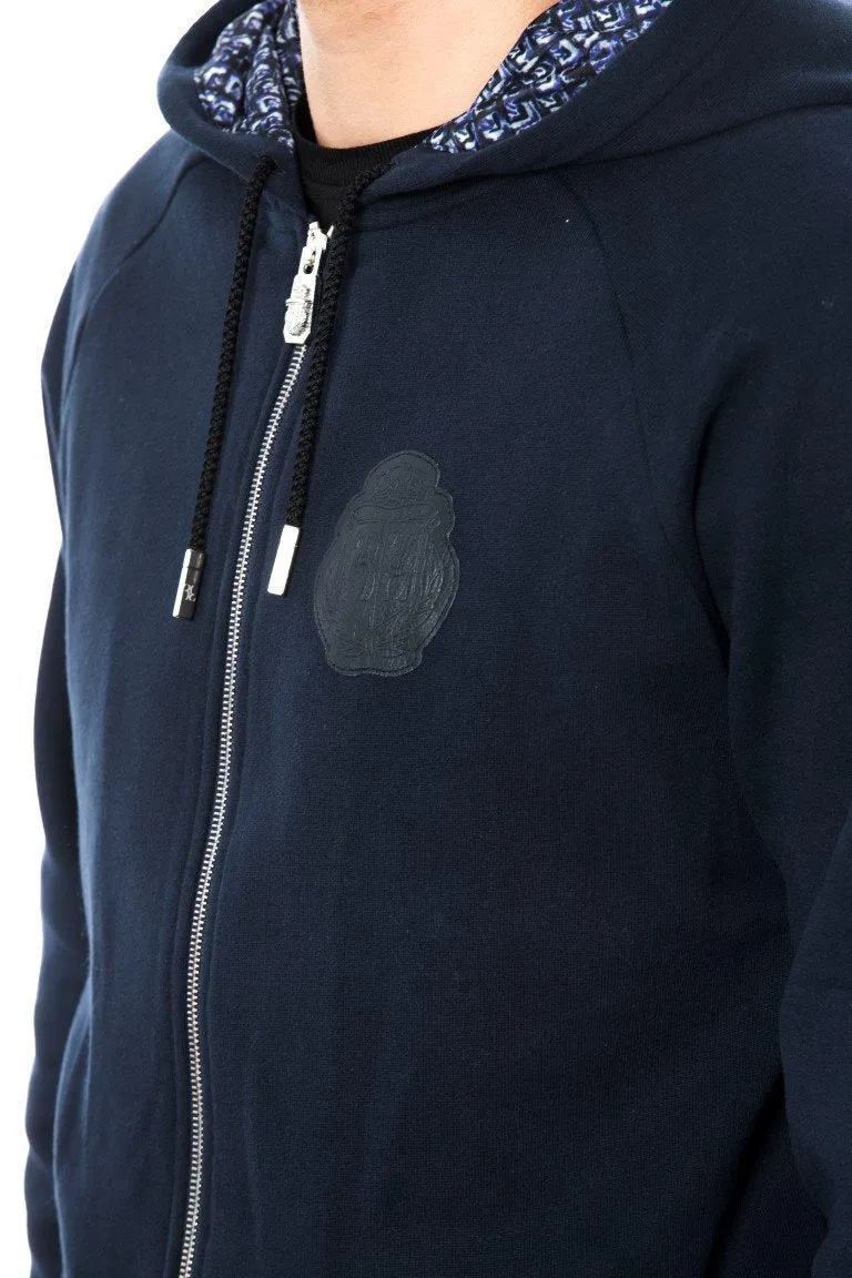 Navy Blue Cotton Hooded Sweatsuit