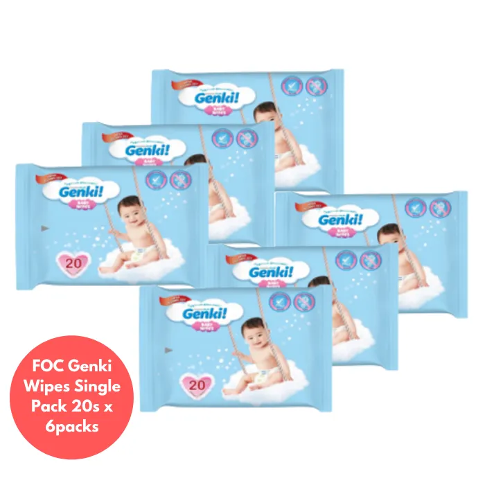 Nepia Genki Premium Soft Tape (4 Packs/Cartoon) - XL 44 - FOC Showa Baby Wipes 99.5% Water 80s x 3packs