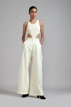 New Season Summer/Fall 24-Pants Long Pleated Cotton Offwhite-MT PL Trouser-Offwhite-Fashion Edit Mati