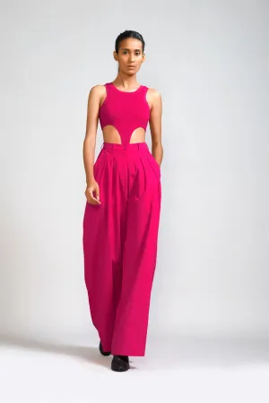 New Season Summer/Fall 24-Pants Long Pleated Cotton Pink-MT PL Trouser-KA Pink-Fashion Edit Mati