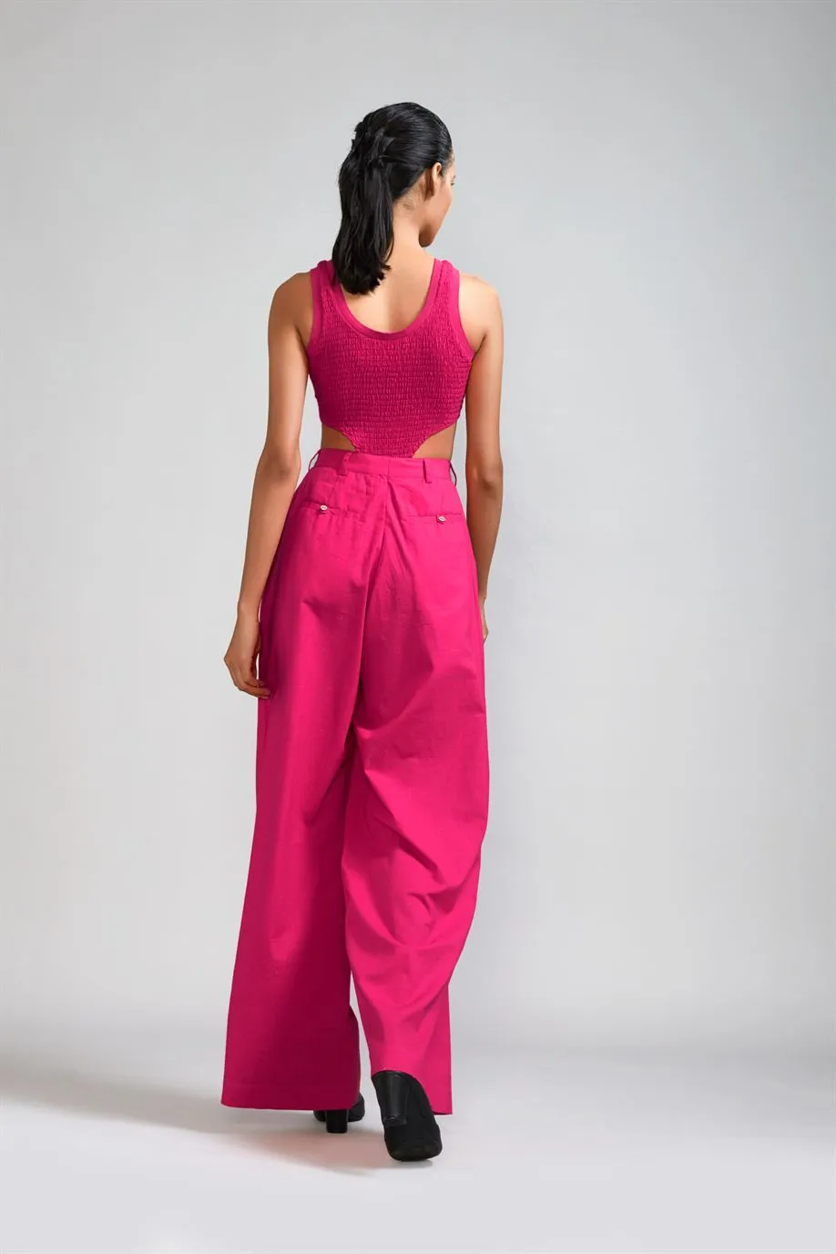 New Season Summer/Fall 24-Pants Long Pleated Cotton Pink-MT PL Trouser-KA Pink-Fashion Edit Mati