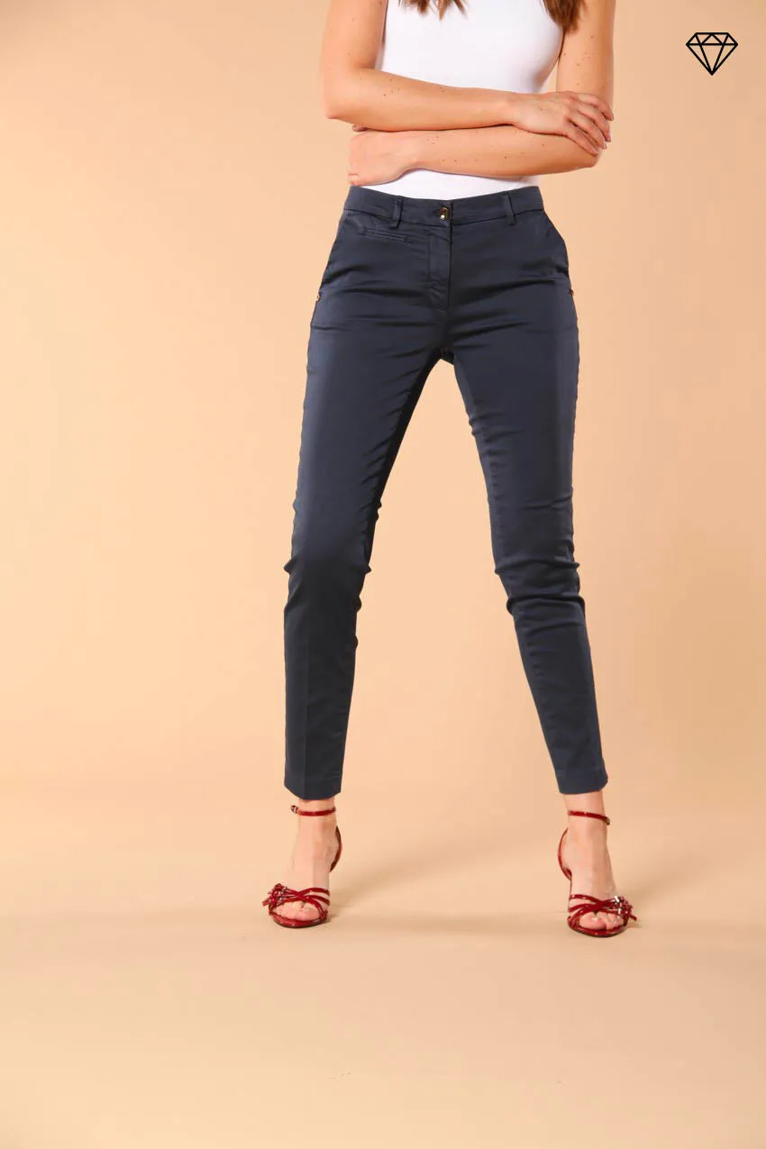 New York Slim women's chino trousers in stretch satin slim fit ①