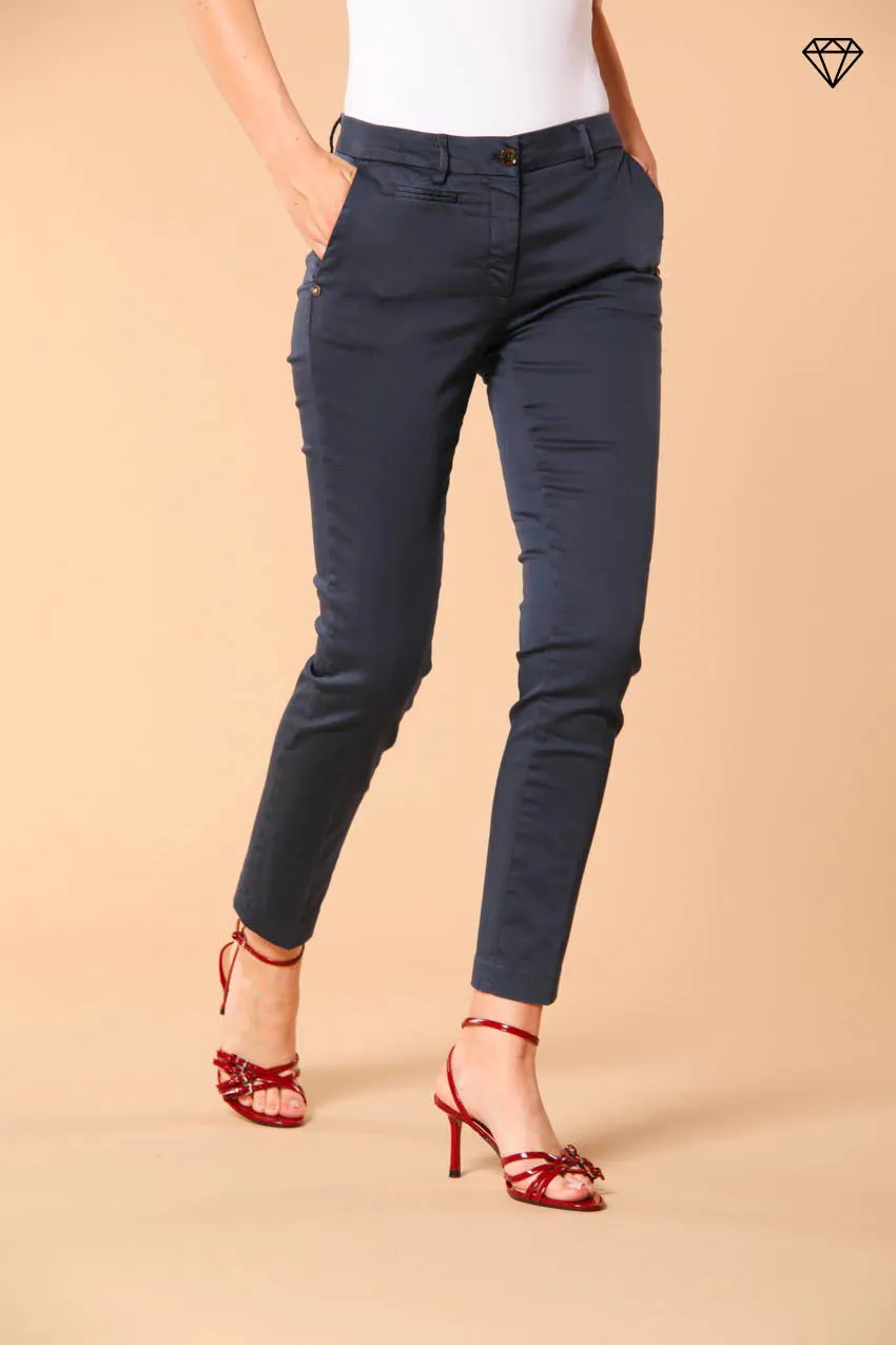 New York Slim women's chino trousers in stretch satin slim fit ①