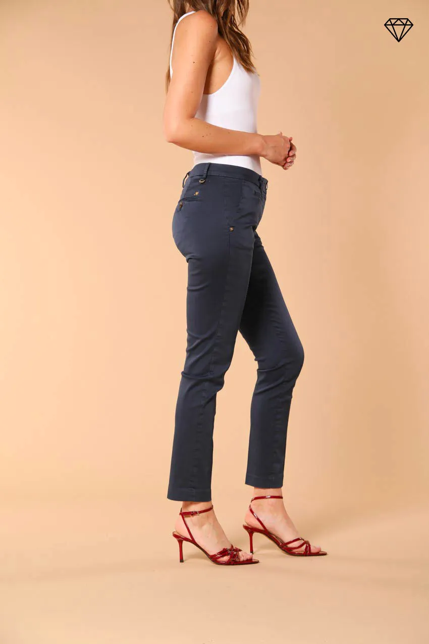 New York Slim women's chino trousers in stretch satin slim fit ①