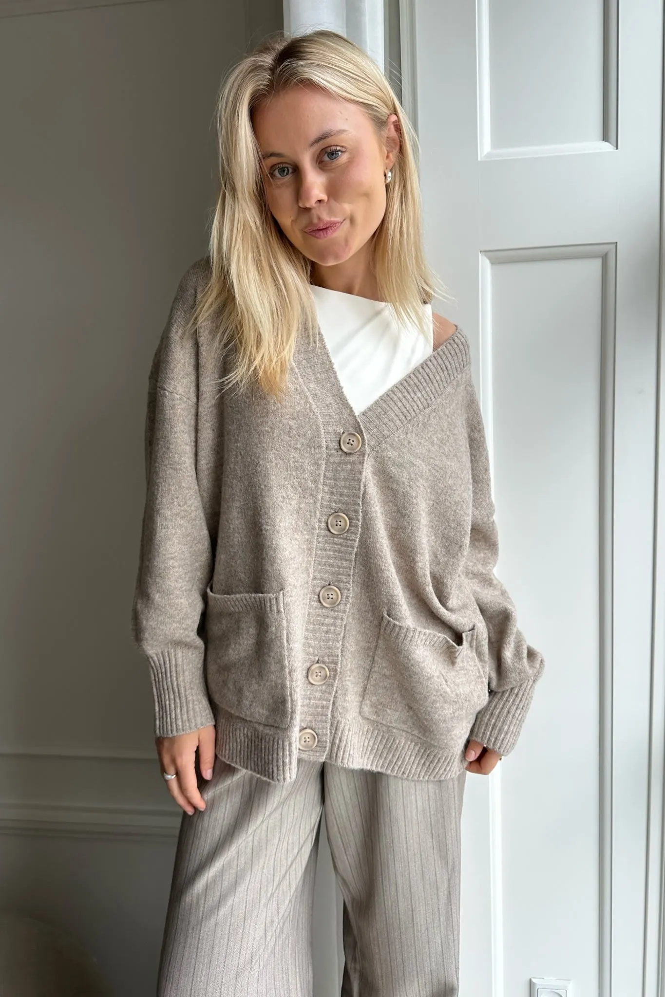 NMFriva Cardigan - Beige Meleret
