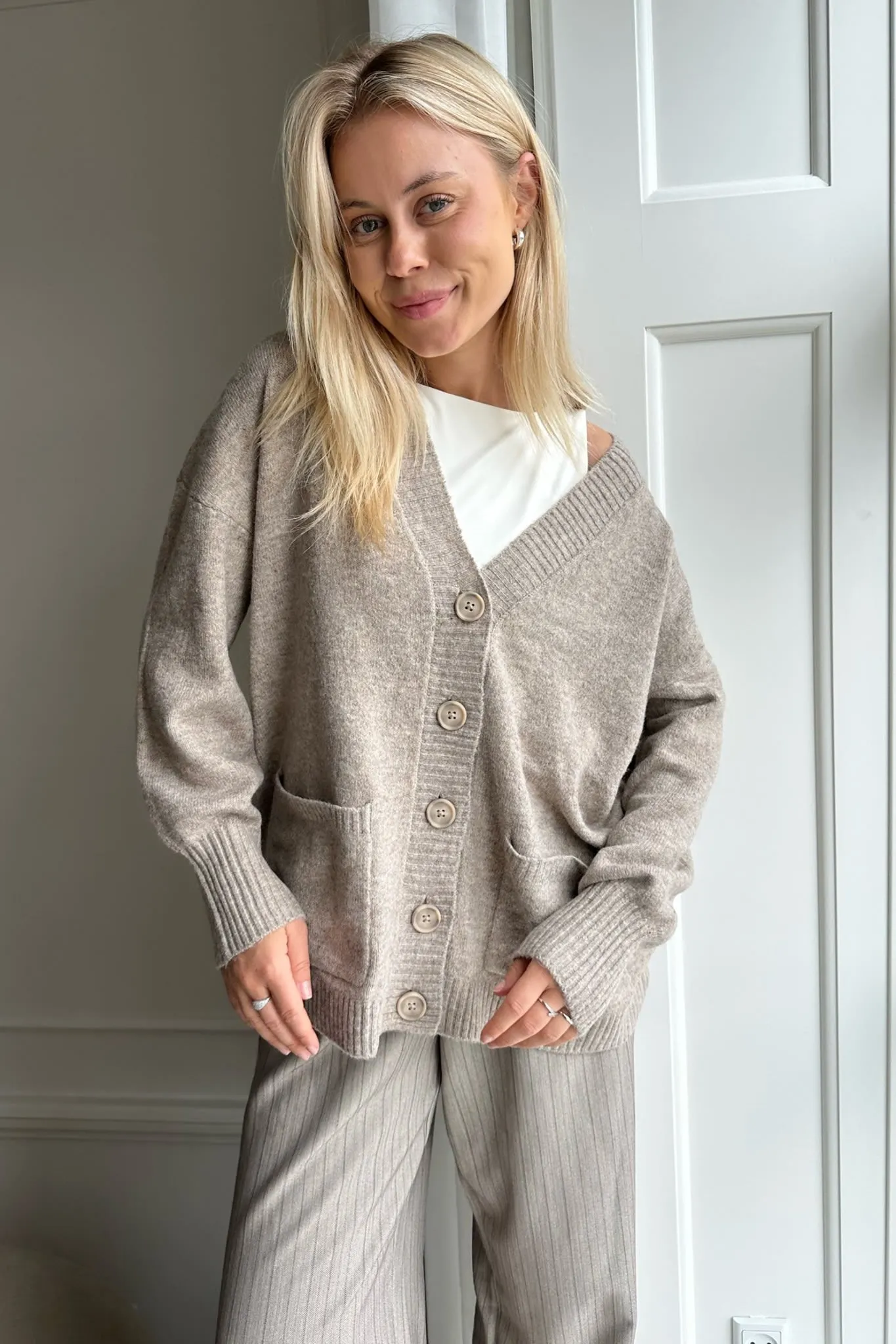 NMFriva Cardigan - Beige Meleret