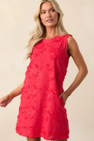 No Comparison Red Floral Embroidered Mini Shift Dress