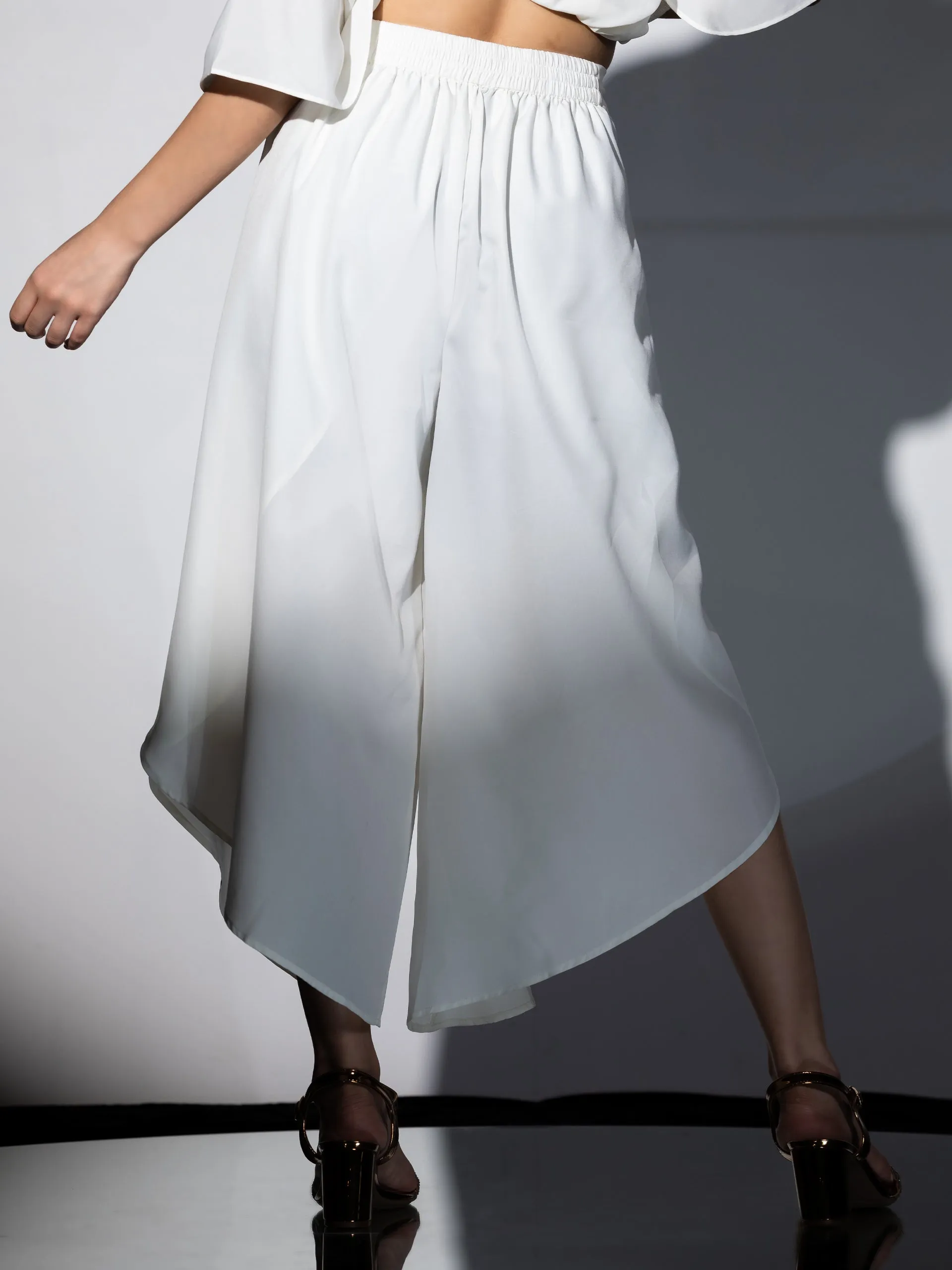 Off white Crepe Overlap Dhoti Pant