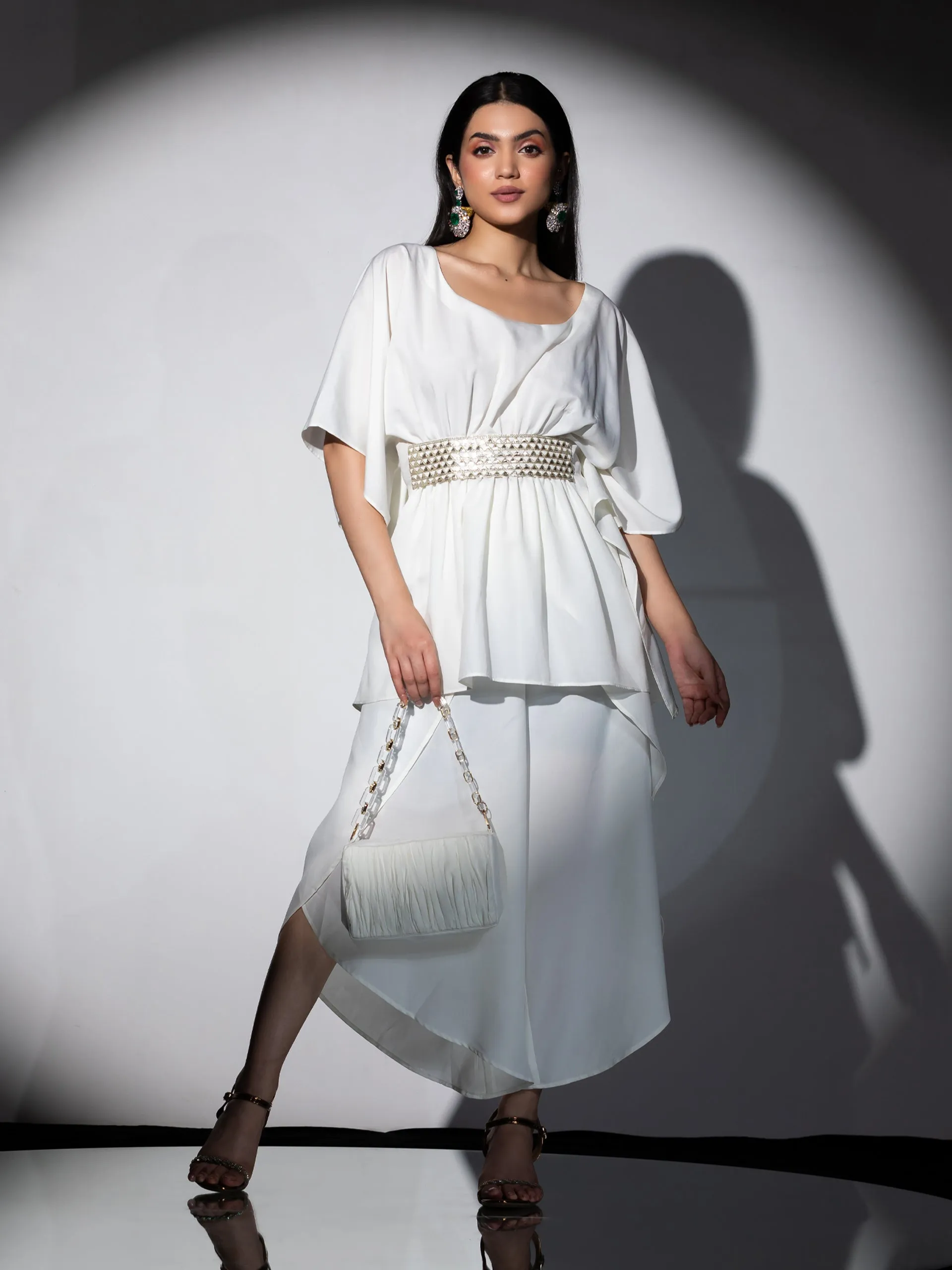 Off white Crepe Overlap Dhoti Pant