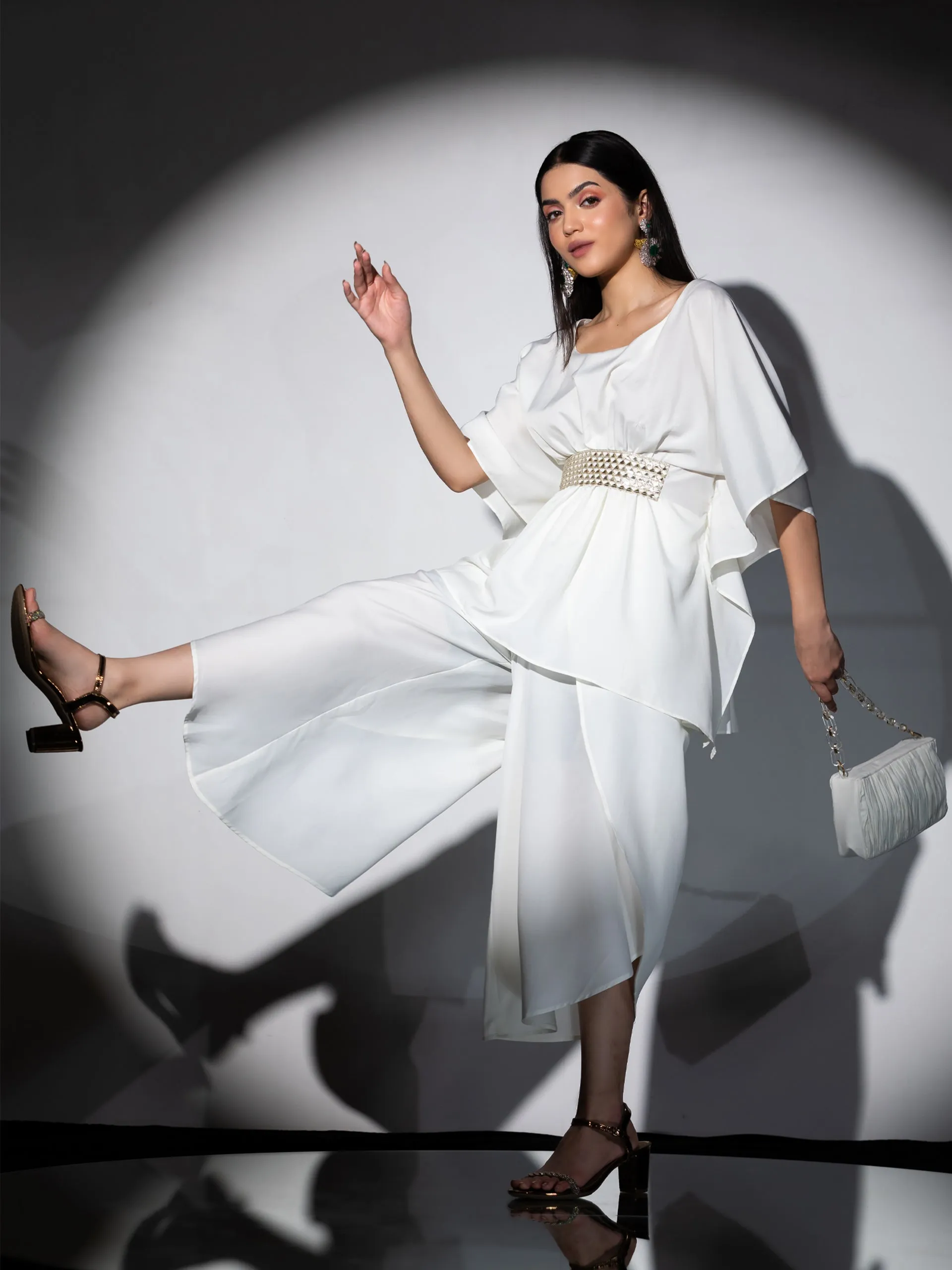 Off white Crepe Overlap Dhoti Pant