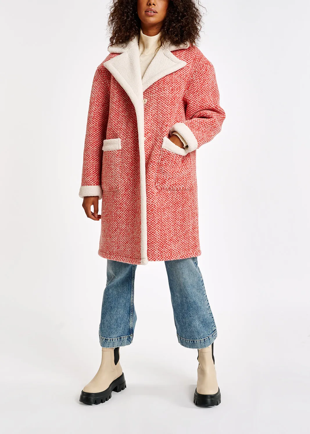 Off-white merino wool blend turtleneck sweater